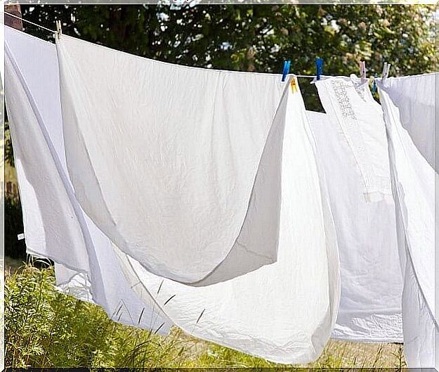 White sheets drying