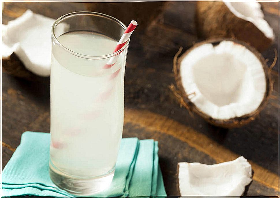 Cup with coconut water