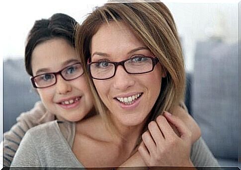 mother and daughter wearing glasses