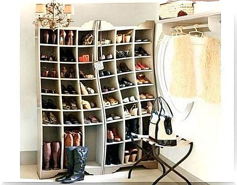 Shoes in shoe racks