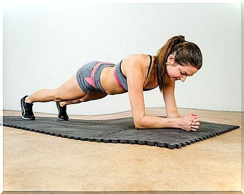 Girl practicing exercise to relieve back pain