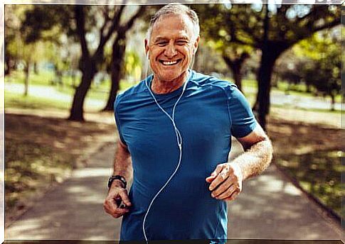 elderly man running