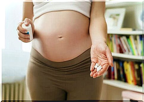 Pregnant woman taking medication